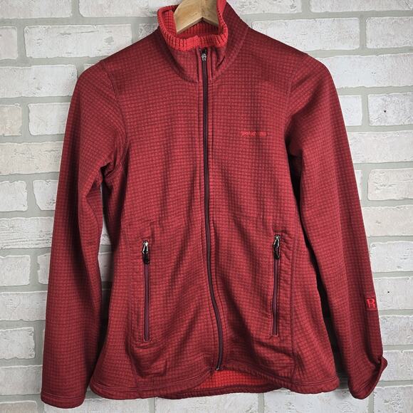 Patagonia R1 Polartec Full Zip Waffle Sweater Red Womens Size Medium. Flaws! - Picture 1 of 10